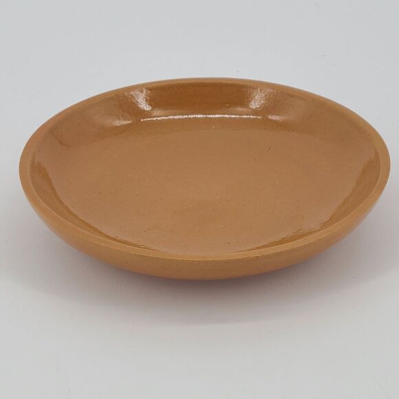 Vintage Pottery Cup Saucer Set Terra Cotta Yellow Floral - Picture 6 of 7